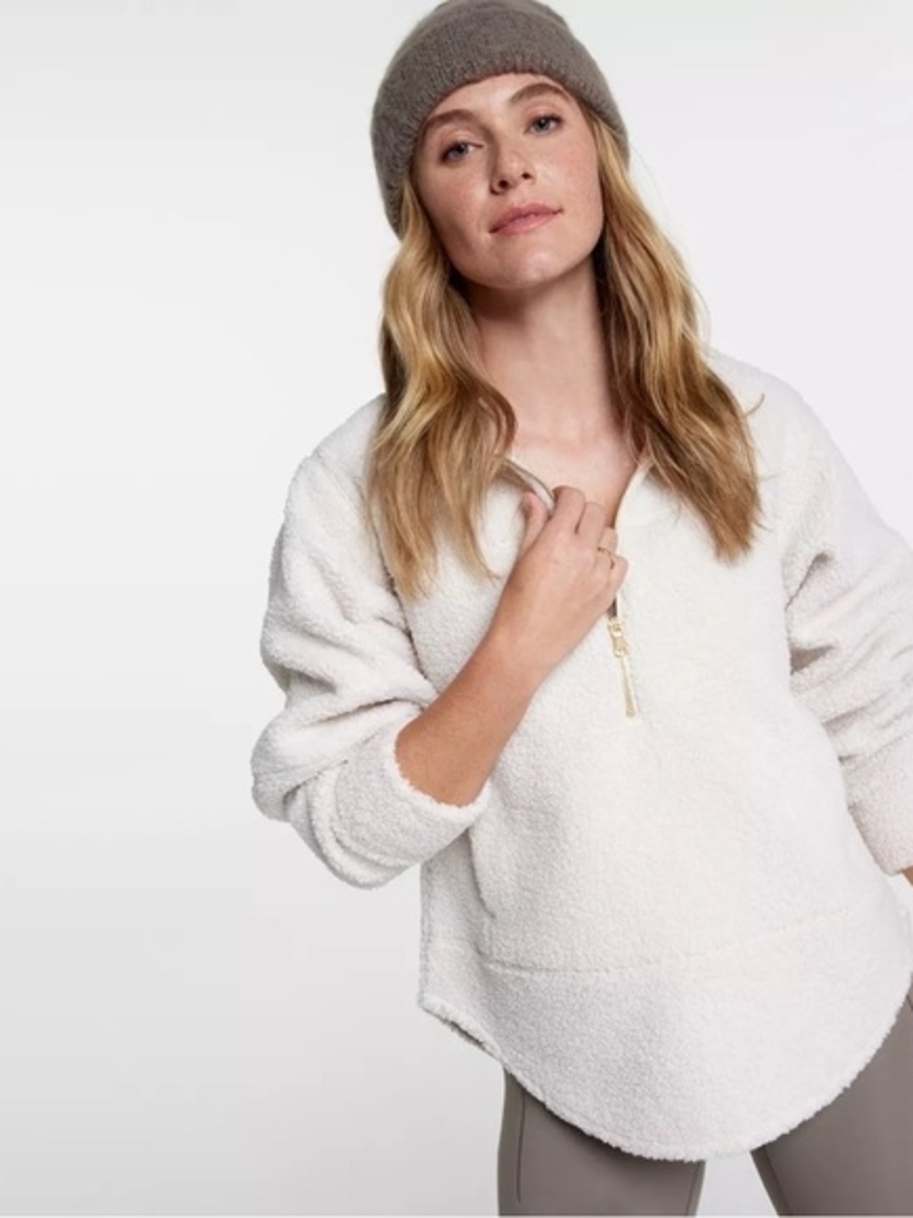CALIA by Carrie Underwood Cream Teddy Half-Zip Jacket - Picture 4 of 6